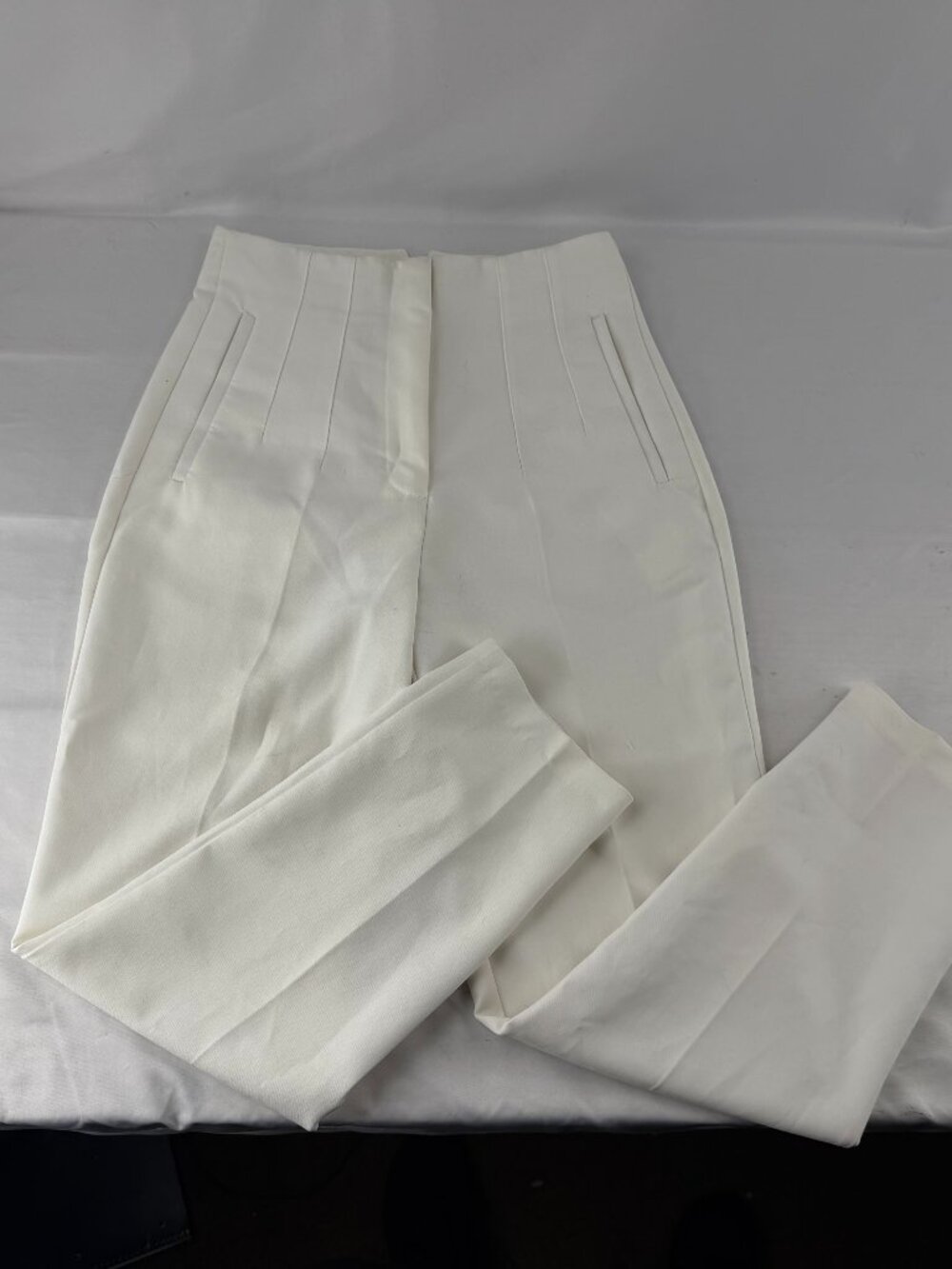 Zara High Rise White Tailored Trousers Pants Women Small S 26 Career Work